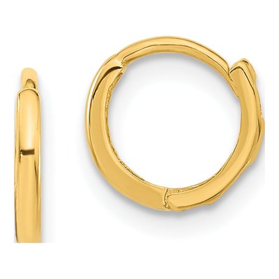 14K Yellow Gold 9.5mm Small Huggie Hoop Earrings