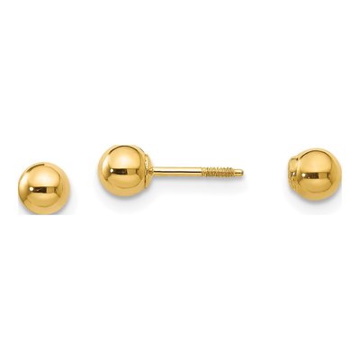 14K Yellow Gold Ball Screwback Stud Earrings