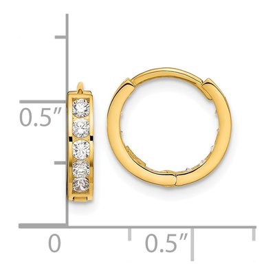 14K Yellow Gold 12mm Reversible CZ Huggie Hoop Earrings – view 4