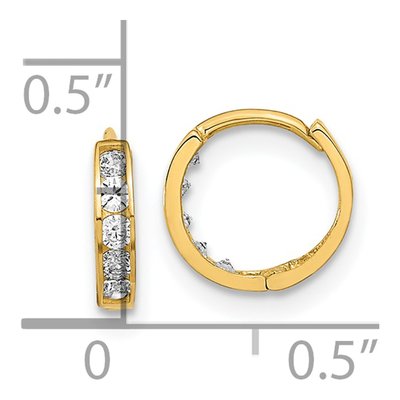 14K Yellow Gold 9.46mm CZ Huggie Hoop Earrings – view 3