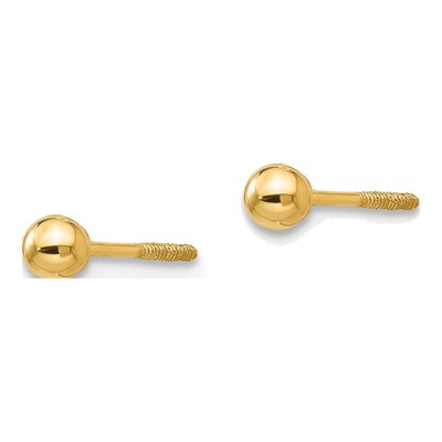14K Yellow Gold Ball Screwback Stud Earrings – view 3