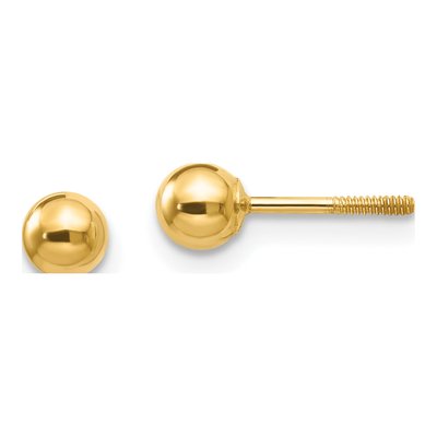 14K Yellow Gold Ball Screwback Stud Earrings
