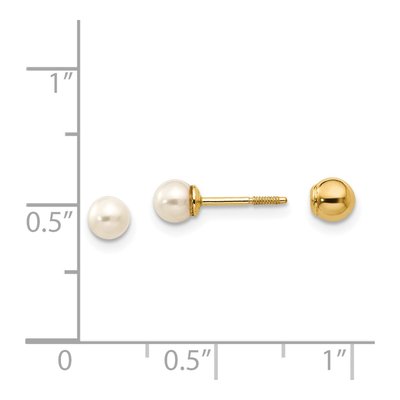 14K Yellow Gold Freshwater Cultured Pearl Girls' Reversible Stud Earrings – view 5