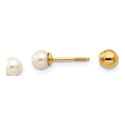14K Yellow Gold Freshwater Cultured Pearl Girls' Reversible Stud Earrings
