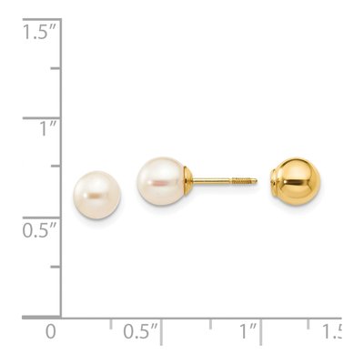 14K Yellow Gold Freshwater Cultured Pearl Girls' Reversible Ball Stud Earrings – view 4