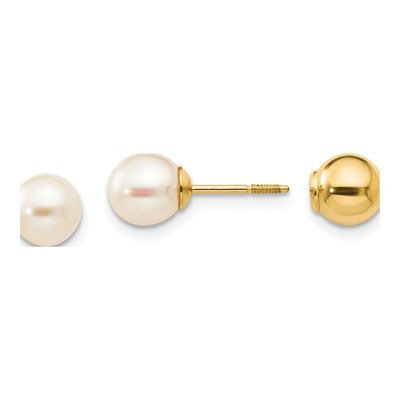 14K Yellow Gold Freshwater Cultured Pearl Girls' Reversible Ball Stud Earrings