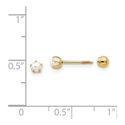 14K Yellow Gold Freshwater Cultured Pearl Reversible Stud Earrings – view 4