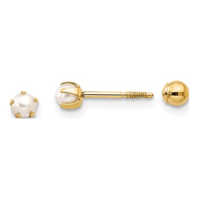 14K Yellow Gold Freshwater Cultured Pearl Reversible Stud Earrings