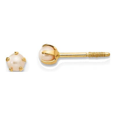 14K Yellow Gold Freshwater Cultured Pearl Screwback Stud Earrings