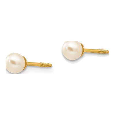 14K Yellow Gold Freshwater Cultured Pearl Girls' Screwback Stud Earrings – view 2