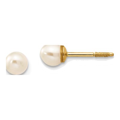 14K Yellow Gold Freshwater Cultured Pearl Girls' Screwback Stud Earrings