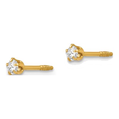 14K Yellow Gold 2mm Round CZ Reversible Ball Screwback Stud Earrings – view 3