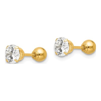 14K Yellow Gold 5mm Round CZ Reversible Ball Stud Earrings – view 3