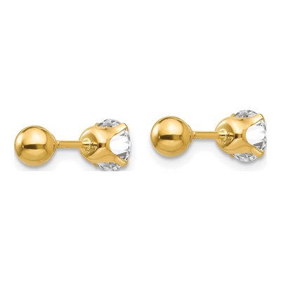 14K Yellow Gold 5mm Round CZ Reversible Ball Stud Earrings – view 5