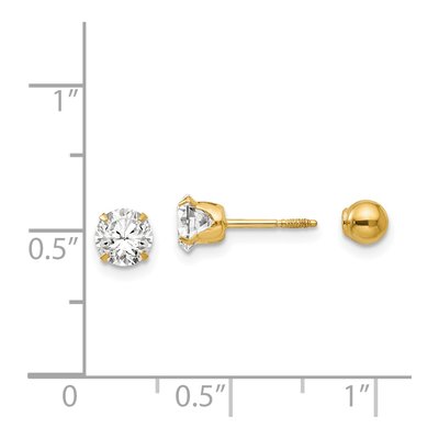14K Yellow Gold 5mm Round CZ Reversible Ball Stud Earrings – view 6