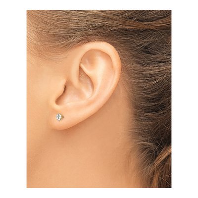 14K Yellow Gold 4mm Round CZ Stud Earrings – view 4