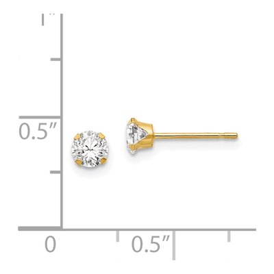 14K Yellow Gold 4mm Round CZ Stud Earrings – view 5