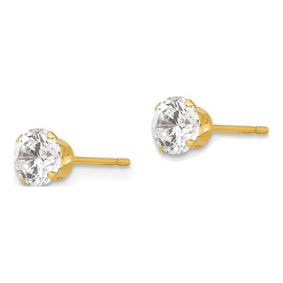 14K Yellow Gold 5mm CZ Round Stud Earrings – view 3