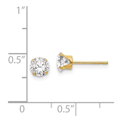 14K Yellow Gold 5mm CZ Round Stud Earrings – view 5