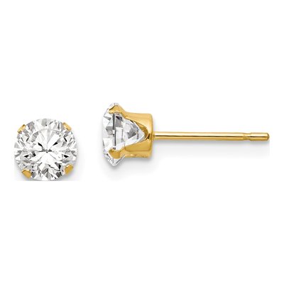 14K Yellow Gold 5mm CZ Round Stud Earrings