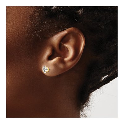 14K Yellow Gold 6.5mm Round CZ Stud Earrings – view 4