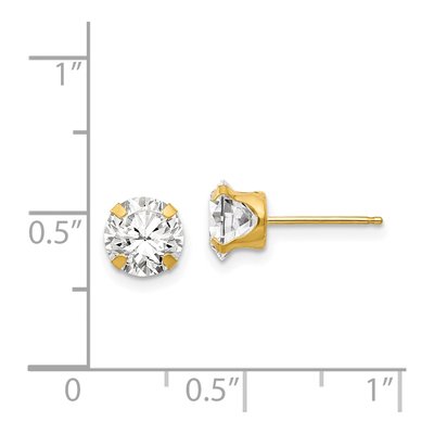 14K Yellow Gold 6.5mm Round CZ Stud Earrings – view 5