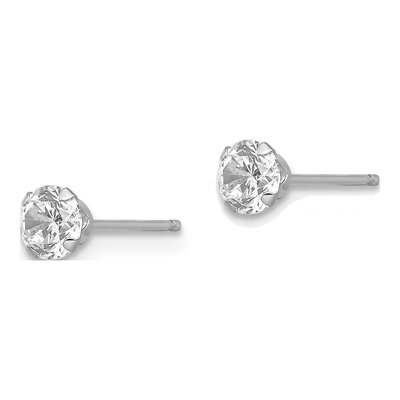 14K White Gold 4mm Round CZ for Girls Stud Earrings – view 3