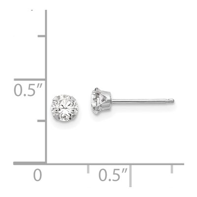 14K White Gold 4mm Round CZ for Girls Stud Earrings – view 5