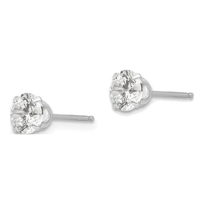 14K White Gold 5.25mm CZ Round Stud Earrings – view 3