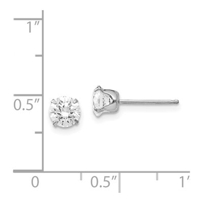 14K White Gold 5.25mm CZ Round Stud Earrings – view 5