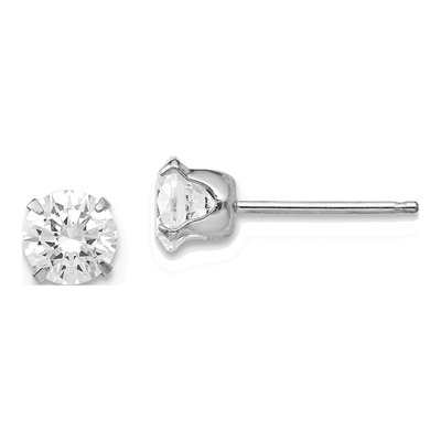 14K White Gold 5.25mm CZ Round Stud Earrings