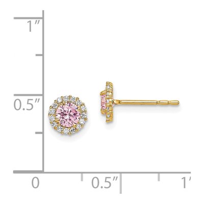 14K Yellow Gold CZ Halo Stud Earrings – view 5