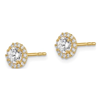 14K Yellow Gold CZ Halo Stud Earrings – view 3