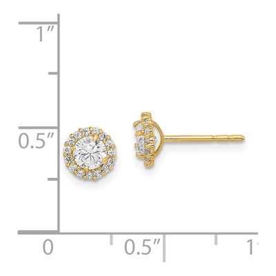14K Yellow Gold CZ Halo Stud Earrings – view 5