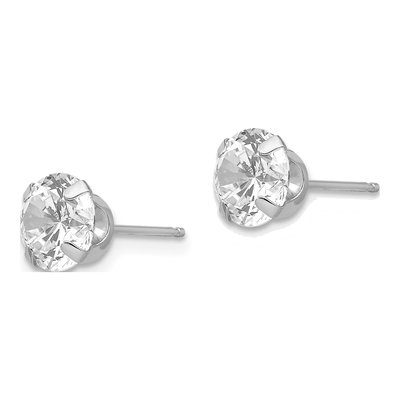 14K White Gold 6.5mm Round CZ Stud Earrings – view 3