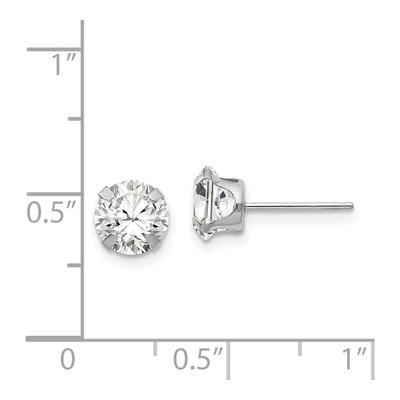 14K White Gold 6.5mm Round CZ Stud Earrings – view 5