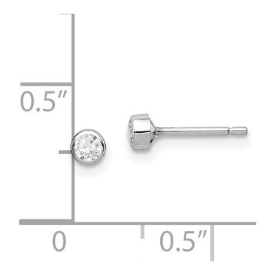 14K White Gold 3mm Round CZ Bezel Stud Earrings – view 5