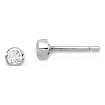 14K White Gold 3mm Round CZ Bezel Stud Earrings