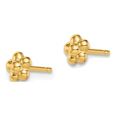 14K Yellow Gold Flower Stud Earrings – view 3