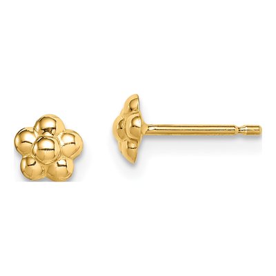 14K Yellow Gold Flower Stud Earrings