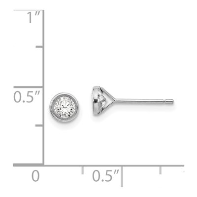 14K White Gold 4mm Round CZ Bezel Stud Earrings – view 5
