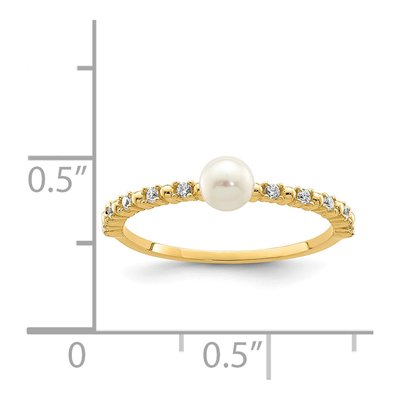 14K Yellow Gold Freshwater Cultured Pearl & CZ Baby Ring – view 3