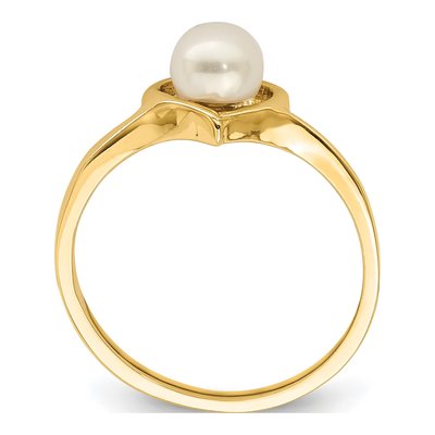 14K Yellow Gold Freshwater Cultured Pearl Heart Baby Ring – view 2