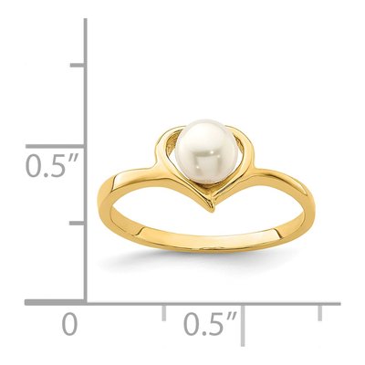 14K Yellow Gold Freshwater Cultured Pearl Heart Baby Ring – view 3
