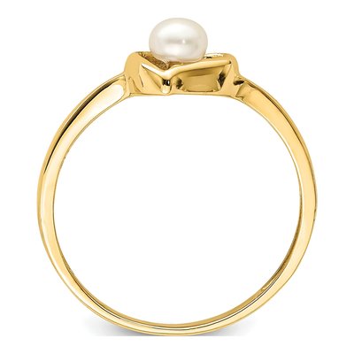 14K Yellow Gold Freshwater Cultured Pearl Girls' Heart Ring – view 2