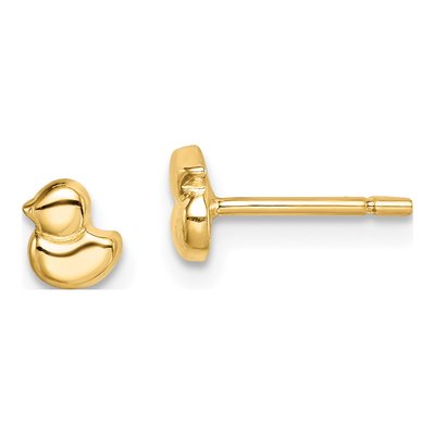 14K Yellow Gold Duck Stud Earrings