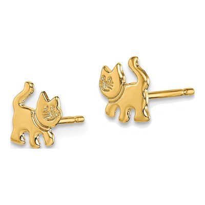 14K Yellow Gold Kitten Stud Earrings – view 3