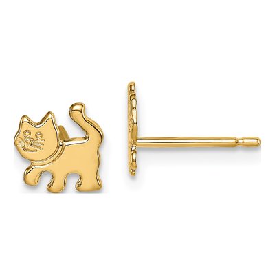 14K Yellow Gold Kitten Stud Earrings