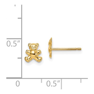 14K Yellow Gold Teddy Bear for Girls Stud Earrings – view 5