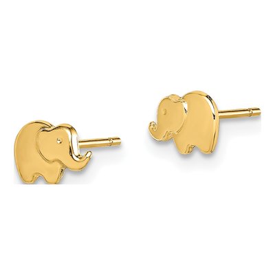 14K Yellow Gold Elephant Stud Earrings – view 3
